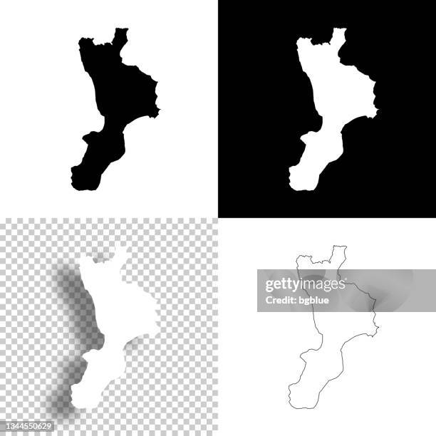 illustrazioni stock, clip art, cartoni animati e icone di tendenza di mappe della calabria per il design. sfondi vuoti, bianchi e neri - icona a forma di linea - calabria