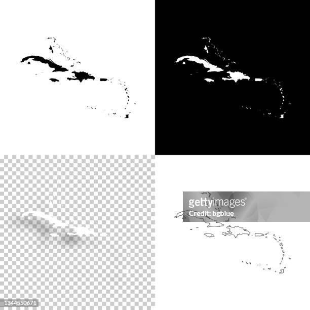 stockillustraties, clipart, cartoons en iconen met caribbean maps for design. blank, white and black backgrounds - line icon - caribbean sea