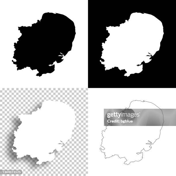 デザインのためのイングランドの東の地図。空白、白、黒の背景 - ラインアイコン - イングランド東部点のイラスト素材／クリップアート素材／マンガ素材／アイコン素材