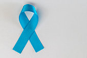 blue ribbon on white background. Blue november. Prostate Cancer Prevention Month. Men's health.
