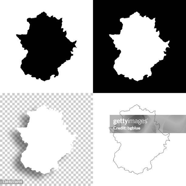 stockillustraties, clipart, cartoons en iconen met extremadura maps for design. blank, white and black backgrounds - line icon - extremadura