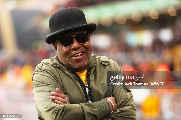Tito Jackson is interviewed at half-time during the Premier League match between Wolverhampton Wanderers and Newcastle United at Molineux on October...