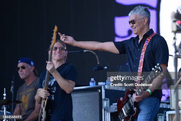 Drummer Chad Smith of Red Hot Chili Peppers, Chris Chaney of Jane's Addiction and Pat Smear of Foo Fighters perform onstage during day 2 of the Ohana...