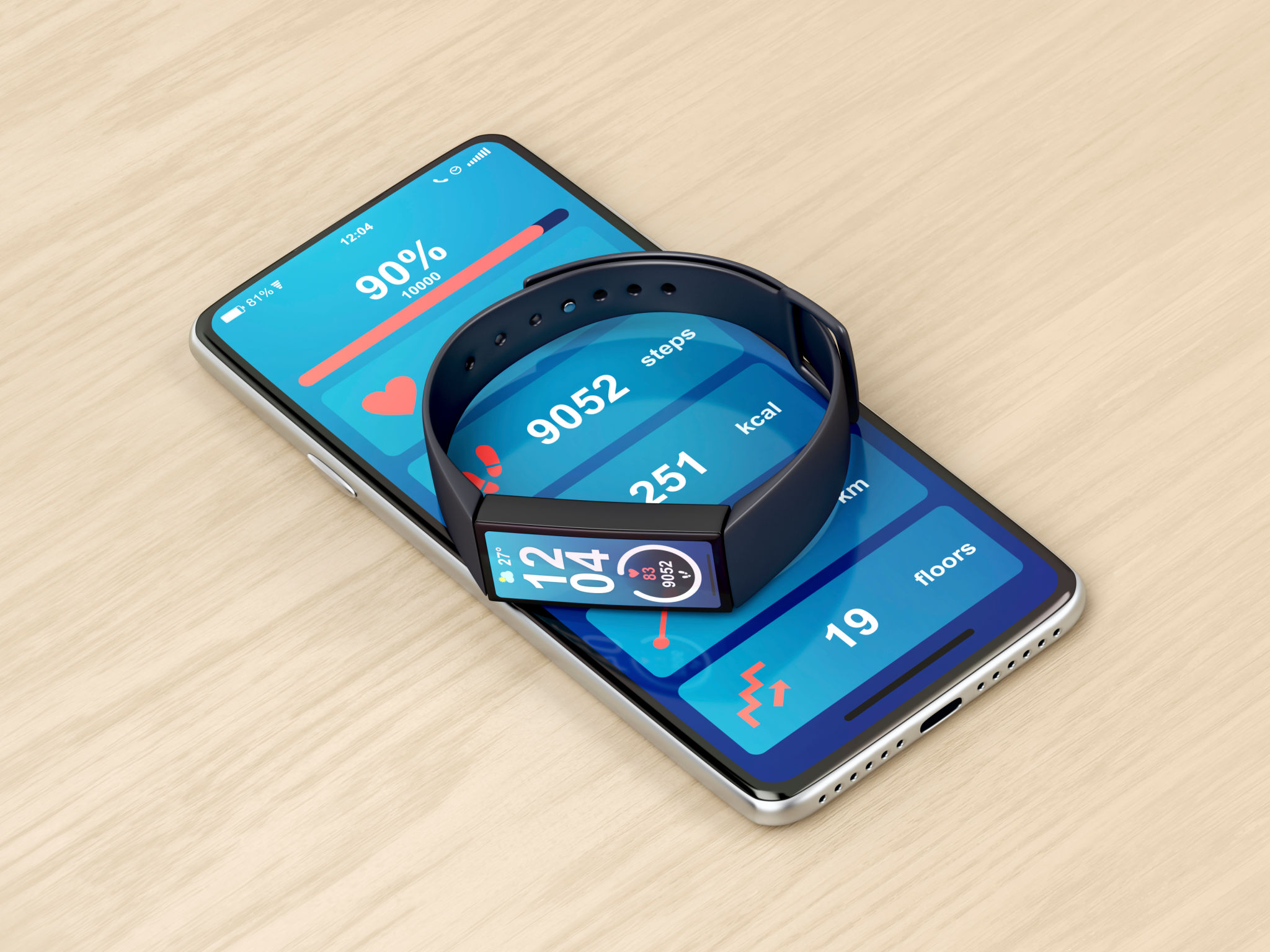 Smartphone and fitness tracker Smartphone and fitness tracker