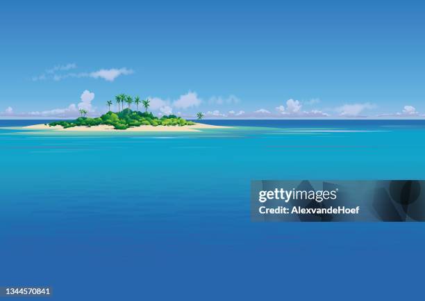 stockillustraties, clipart, cartoons en iconen met little tropical island - eiland