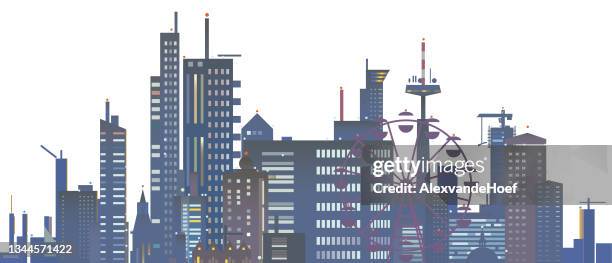 cityscape sunset - sunset road stock illustrations