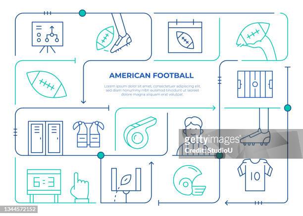 infographic design template of american football vector line illustration - winning ticket stock illustrations