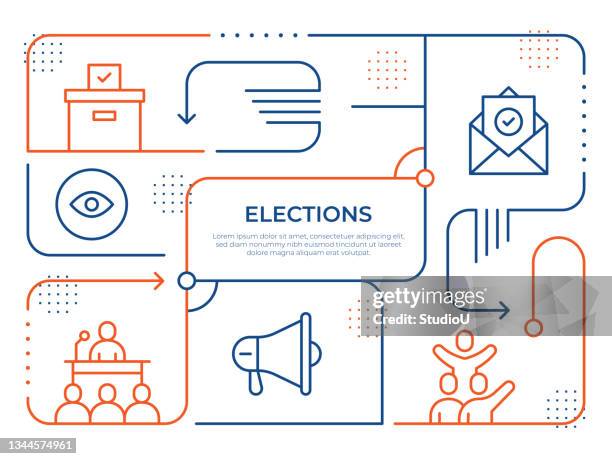 stockillustraties, clipart, cartoons en iconen met infographic design template of elections vector line illustration - manifesto