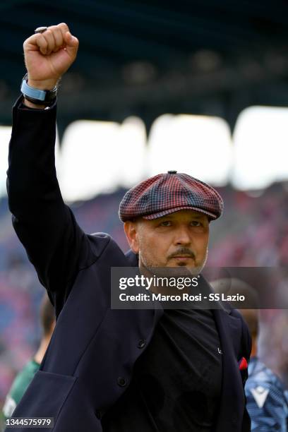 Bologna FC head coach Sinisa Mihajlovic celebrates a winne game after the Serie A match between Bologna FC v SS Lazio at Stadio Renato Dall'Ara on...