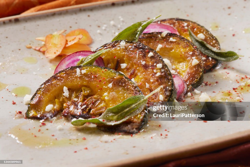 Roasted Kabocha Squash with Chioggia Beets