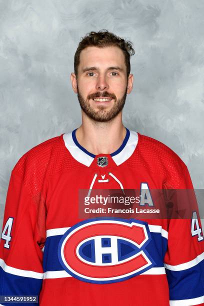 Joel Edmundson of the Montreal Canadiens poses for his official headshot for the 2021-2022 season on September 22, 2021 at the Bell Sports Complex in...