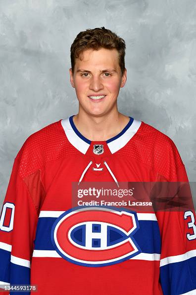 Cayden Primeau of the Montreal Canadiens poses for his official