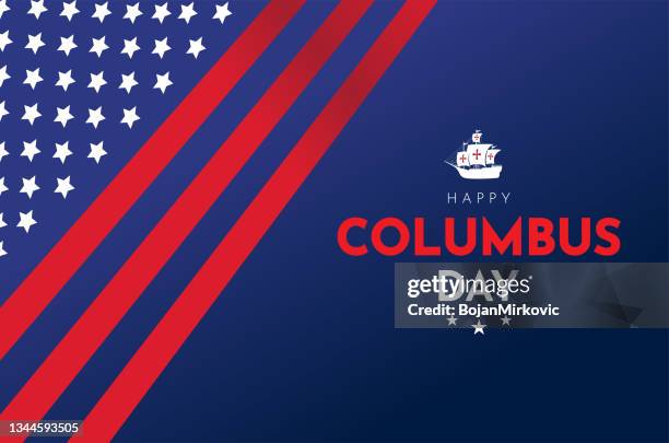 columbus day card. vector - columbus day stock illustrations