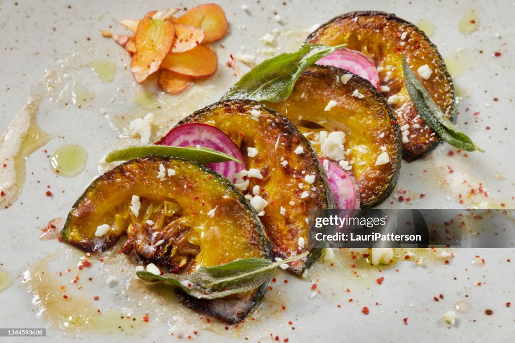 Roasted Kabocha Squash with Chioggia Beets