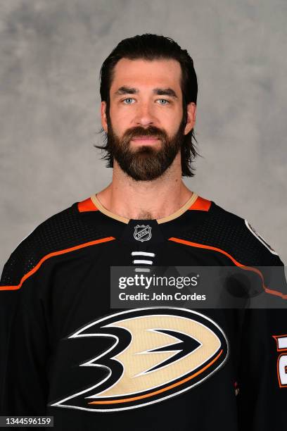 Greg Pateryn of the Anaheim Ducks poses for his official headshot for the 2021-2022 season on September 21, 2021 at Great Park Ice in Irvine,...