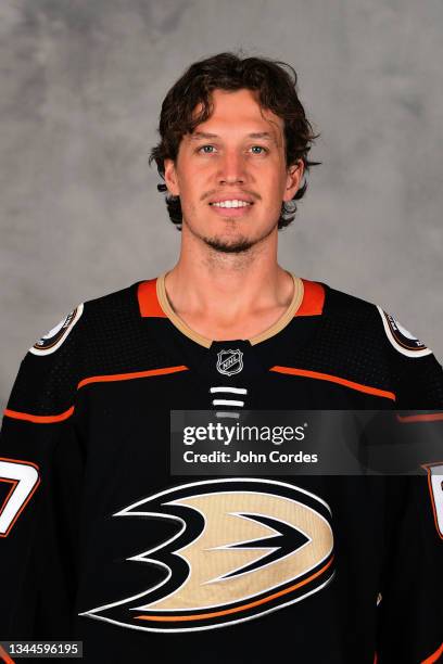 Rickard Rakell of the Anaheim Ducks poses for his official headshot for the 2021-2022 season on September 21, 2021 at Great Park Ice in Irvine,...