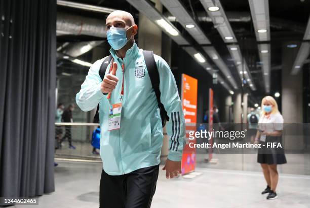 Damian Stazzone of Argentina arrives ahead of the FIFA Futsal World Cup 2021 Final match between Argentina and Portugal at Kaunas Arena on October...