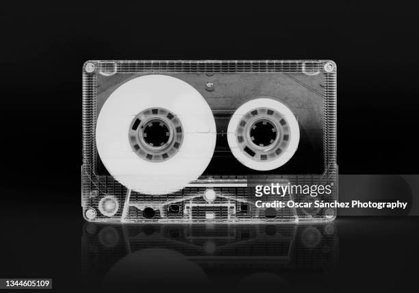frontal view of a cassette audio tape - tape recorder stock pictures, royalty-free photos & images