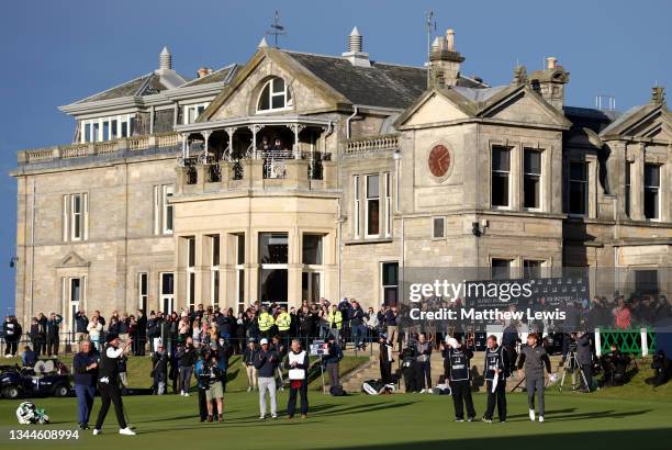 Danny Willett of England celebrates victory during Day Four of The Alfred Dunhill Links Championship at The Old Course on October 03, 2021 in St...