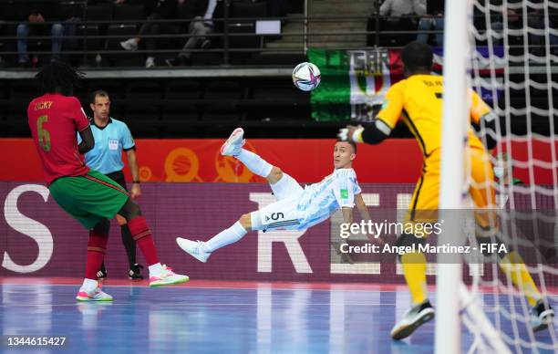 Maximiliano Rescia of Argentina has a shot on goal during the FIFA Futsal World Cup 2021 Final match between Argentina and Portugal at Kaunas Arena...