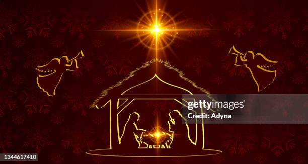 nativity scene - a savior is born jesus christ stock illustrations