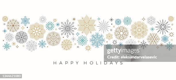 stockillustraties, clipart, cartoons en iconen met holiday snowflake border - sneeuwvlokken