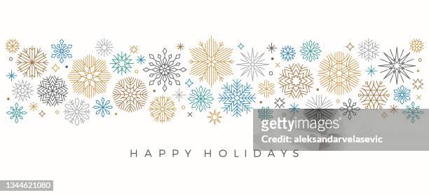 holiday snowflake border - holiday stock illustrations