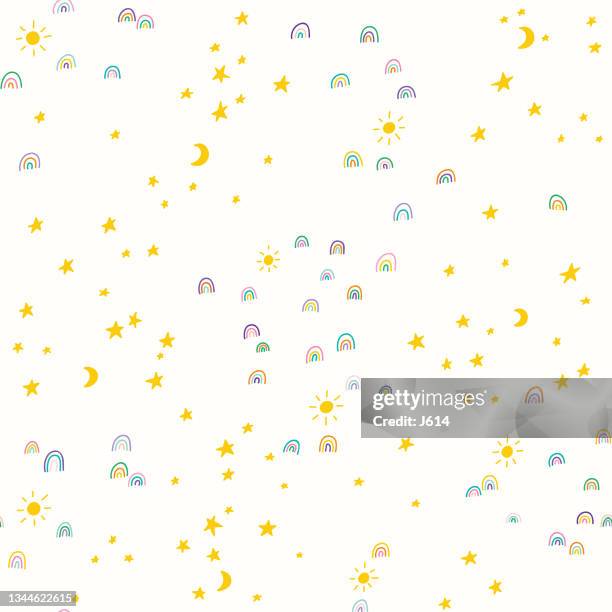 seamless stars and rainbows - lunar rainbow stock illustrations