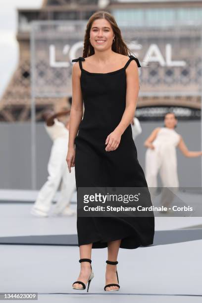 Filippa coster-waldau walks the runway during the "Le Defile L'Oreal Paris 2021" Womenswear Spring/Summer 2022 show as part of Paris Fashion Week on...