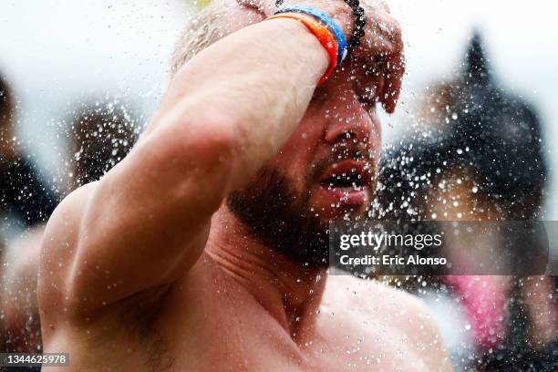 Athletes runs during the Ironman Barcelona on October 03, 2021 in Barcelona, Spain.