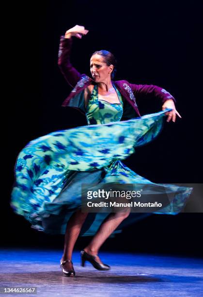 Spanish flamenco dancer Mercedes Ruiz performs on stage at Compac Theatre on August 22, 2012 in Madrid, Spain. Mercedes Ruiz presents her show...