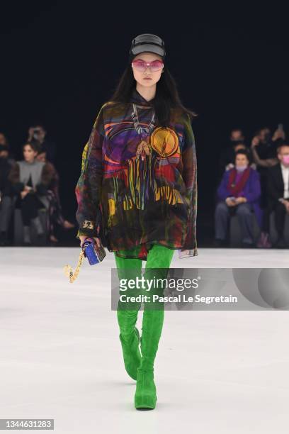 Model walks the runway during the Givenchy Womenswear Spring/Summer 2022 show as part of Paris Fashion Week at U Arena on October 03, 2021 in...