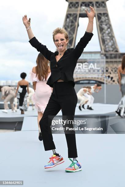 Beatrice Vio walks the runway during "Le Defile L'Oreal Paris 2021" as part of Paris Fashion Week on October 03, 2021 in Paris, France.