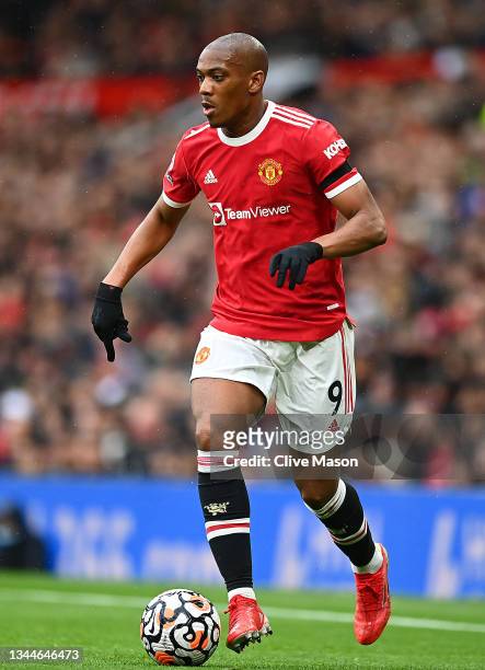 Anthony Martial of Manchester United in action during the Premier League match between Manchester United and Everton at Old Trafford on October 02,...