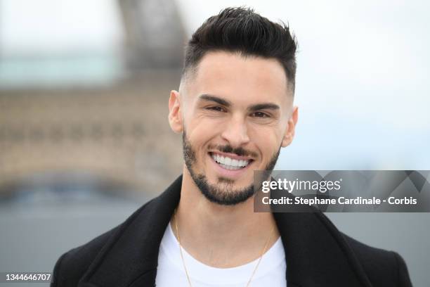 Baptiste Giabiconi poses on the runway after the "Le Defile L'Oreal Paris 2021" Womenswear Spring/Summer 2022 show as part of Paris Fashion Week on...