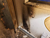 Fire damage to wall