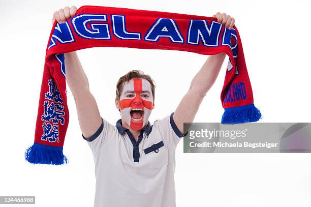 english soccer fan - soccer scarf stock-fotos und bilder