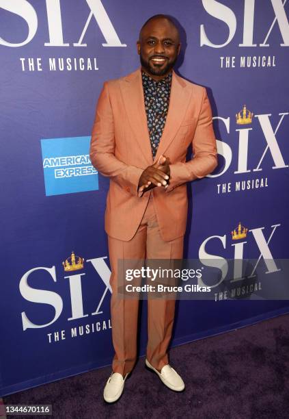 Wayne Brady poses at the opening night arrivals for the new musical "Six" on Broadway at The Brooks Atkinson Theatre on October 3, 2021 in New York...