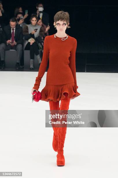 Model walks the runway during the Givenchy Womenswear Spring/Summer 2022 show as part of Paris Fashion Week at U Arena on October 03, 2021 in...
