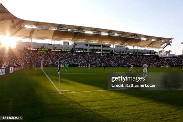 View of the stadium and field during a game between the Los Angeles Galaxy and the Los Angeles FC at Dignity Health Sports Park on October 03, 2021...