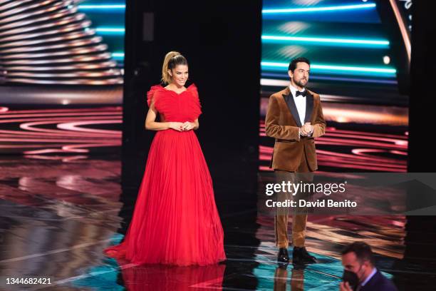 Juana Acosta and Luis Gerardo Mendez attend to Platino Cinema Awards 2021 ceremony at IFEMA on October 03, 2021 in Madrid, Spain.