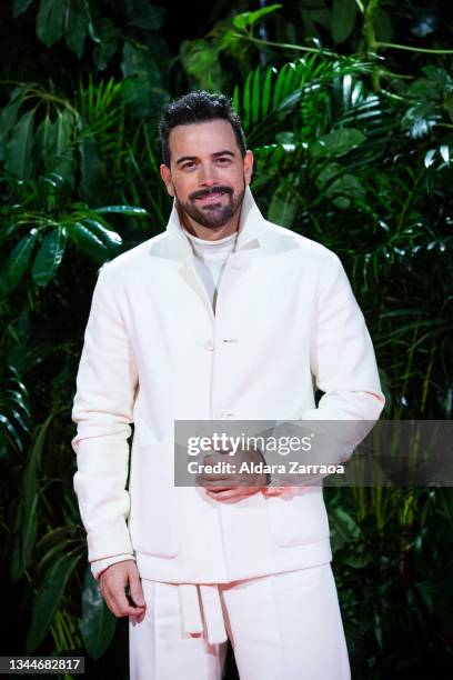 Mexican actor Mane de la Parra poses outside of the 'Platino Awards' party at La Quinta del Jarama on October 03, 2021 in Madrid, Spain.