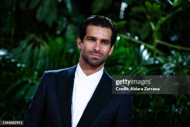 Cuban actor Ruben Cortada poses outside of the 'Platino Awards' party at La Quinta del Jarama on October 03, 2021 in Madrid, Spain.