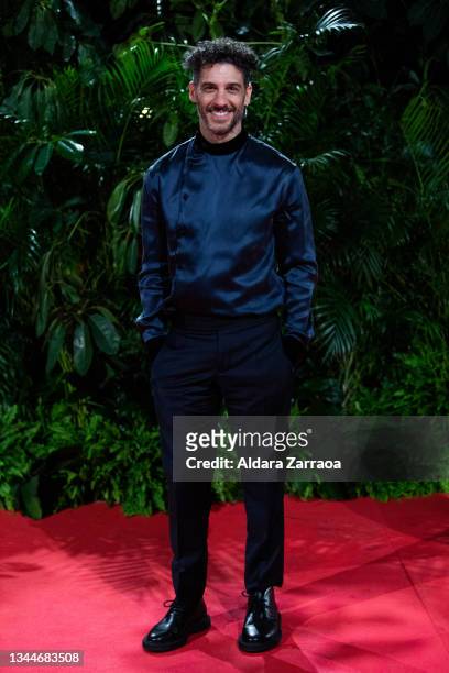 Mexican actor Erick Elias poses outside of the 'Platino Awards' party at La Quinta del Jarama on October 03, 2021 in Madrid, Spain.