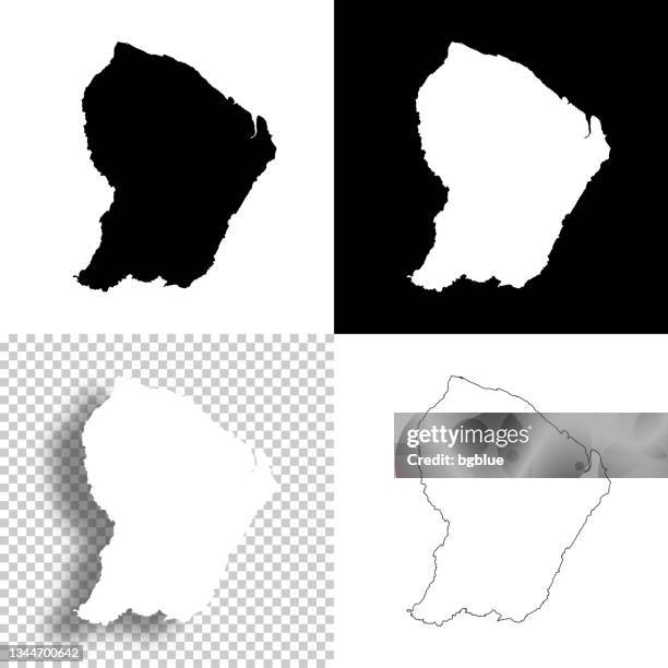 ilustraciones, imágenes clip art, dibujos animados e iconos de stock de mapas de guayana francesa para el diseño. fondos en blanco, blancos y negros - icono de línea - guayana francesa