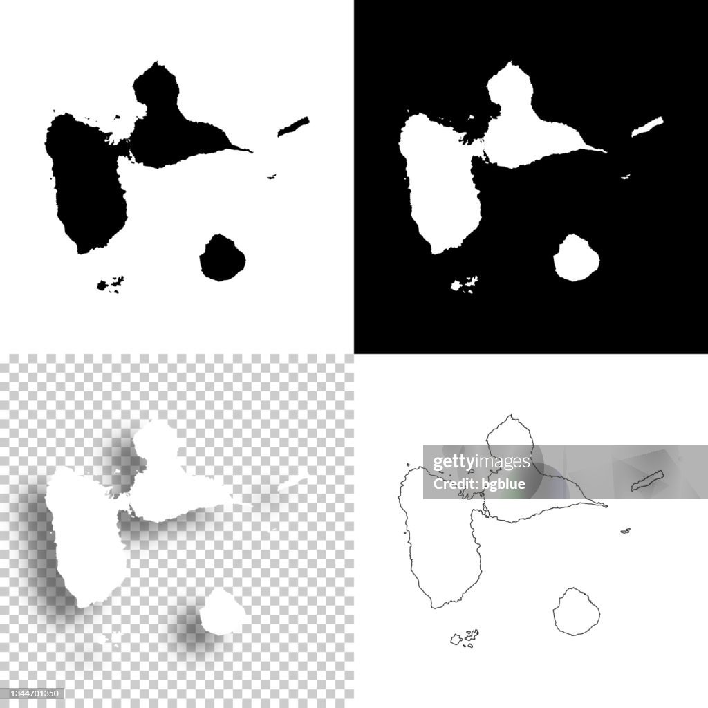 Guadeloupe maps for design. Blank, white and black backgrounds - Line icon