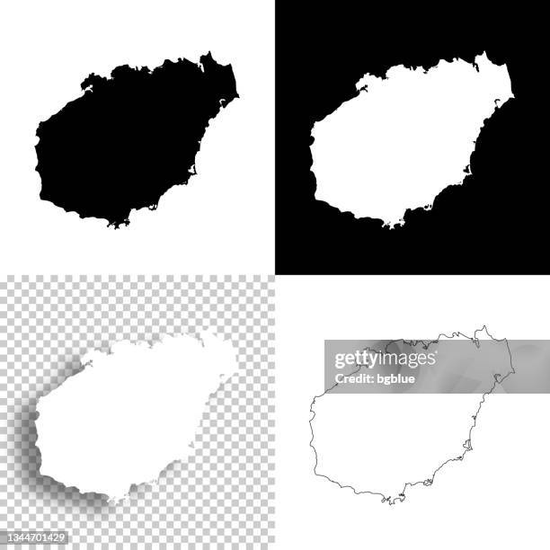 hainan maps for design. blank, white and black backgrounds - line icon - 海南島 幅插畫檔、美工圖案、卡通及圖標