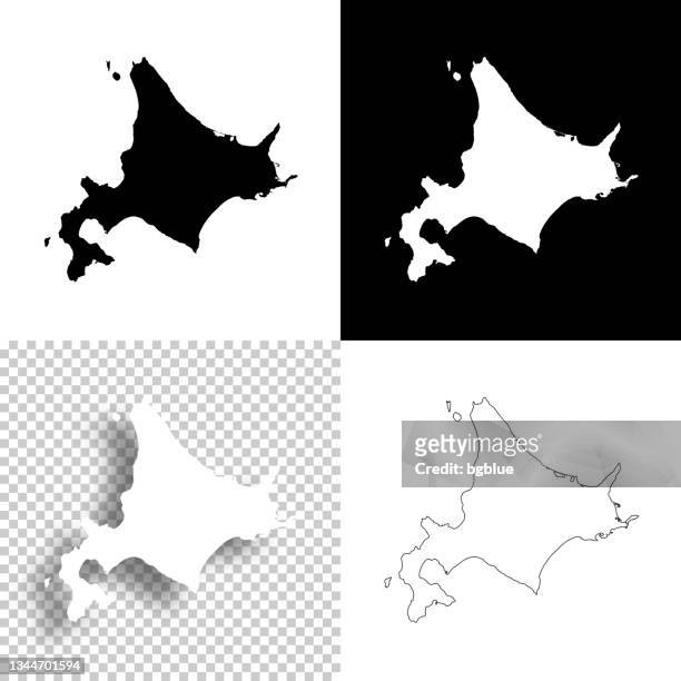 stockillustraties, clipart, cartoons en iconen met hokkaido maps for design. blank, white and black backgrounds - line icon - hokkaido