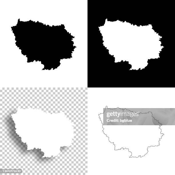 ile-de-france maps for design. blank, white and black backgrounds - line icon - île de france stock illustrations