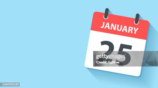 january 25 - daily calendar icon in flat design style - 25 january stock illustrations